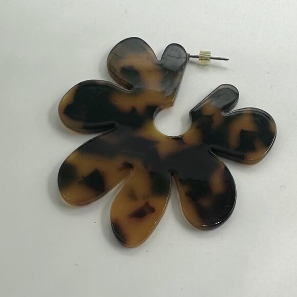 Tortoise Earrings Brown Set of 2 Pierced Statement Costume Jewelry Retro - Picture 8 of 8